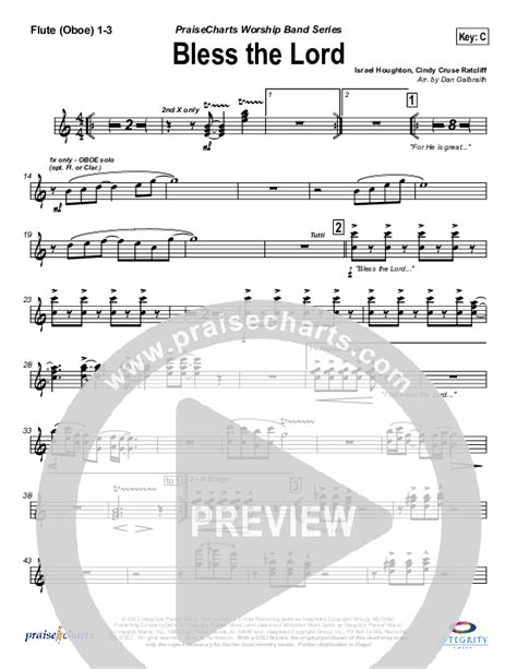 Bless The Lord Flute Oboe Sheet Music PDF Lakewood Church PraiseCharts