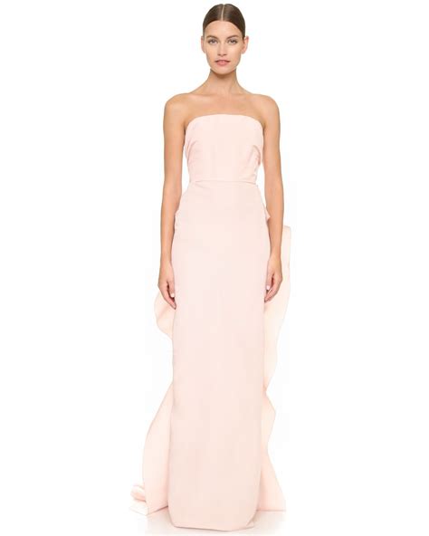 Marchesa Strapless Silk Faille Column Gown Blush In Pink Lyst