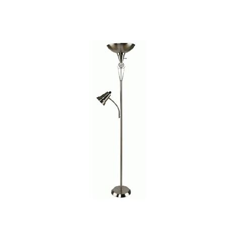 Portfolio Brushed Nickel Torchiere Floor Lamp With Reading Light At