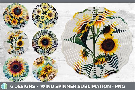 Sunflowers Wind Spinner Sublimation Designs Bundle By Enliven Designs