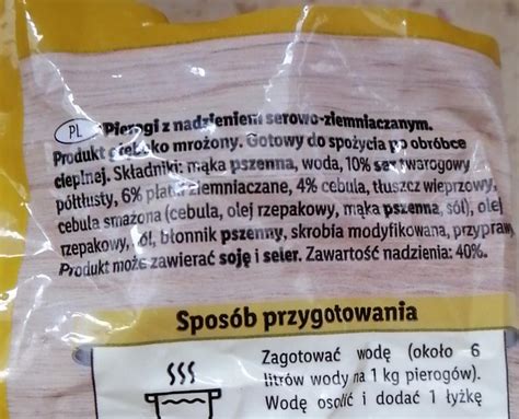 Pierogi Ruskie mrożone Chef Select kalorie kJ i wartości odżywcze