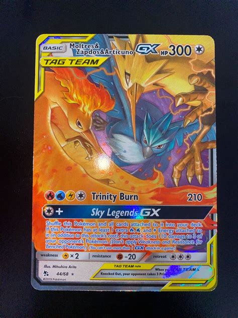 Moltres Zapdos Articuno GX 44 68 Hidden Fates Ultra Rare Pokemon