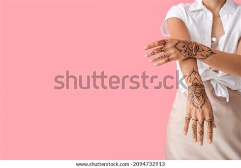 Beautiful Indian Woman Henna Tattoo On Stock Photo 2094732913