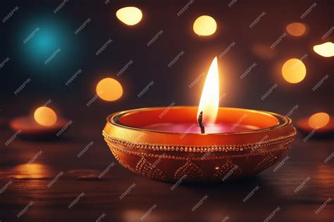 Premium AI Image | Happy Deepavali illustration of lit Diwali diya