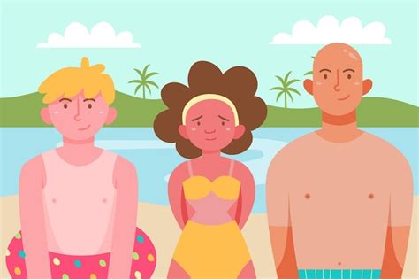 Free Vector Flat Design People With A Sunburn