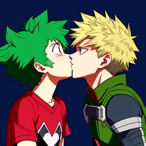 ai upscaler: anime Deku kisses Bakugo