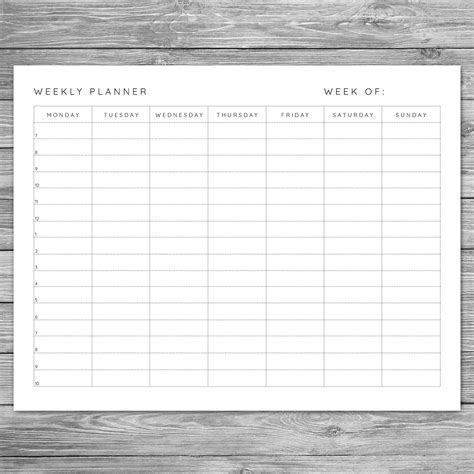 Printable Landscape Minimalist Weekly Planner Weekly Schedule Weekly