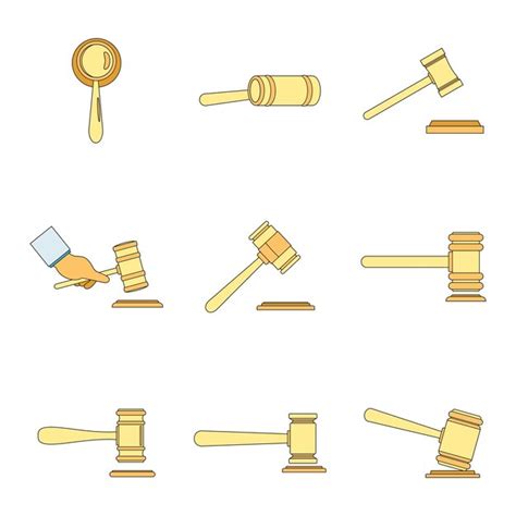 Premium Vector Judge Hammer Icons Set Outline Illustration Of Judge