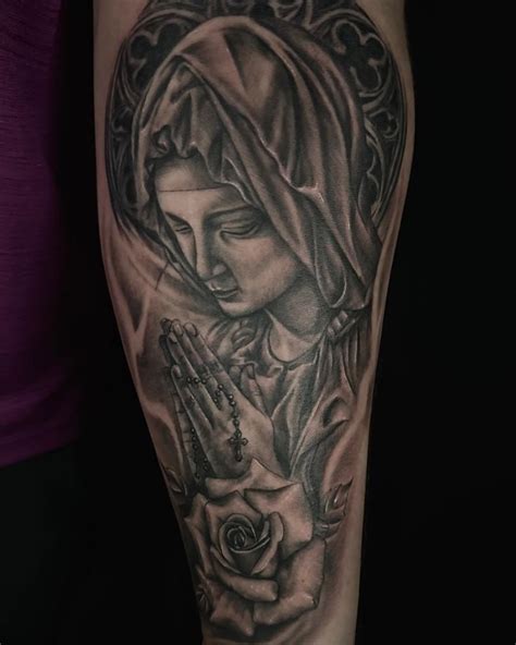 Virgin Mary Forearm Black And White Tattoo Tattoosall