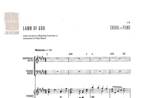 Lamb of God LFL – Music Sheet – JesCom Philippines