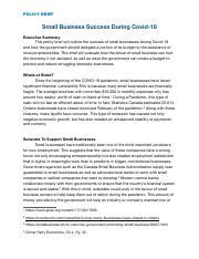 ECON 1100 PEAR Writing Assignment Pdf POLICY BRIEF Small Business