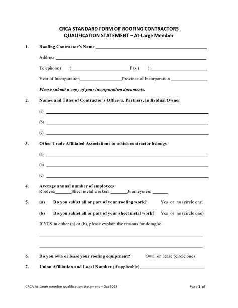 Fill In Blank Printable Roofing Contract Template Printables Template