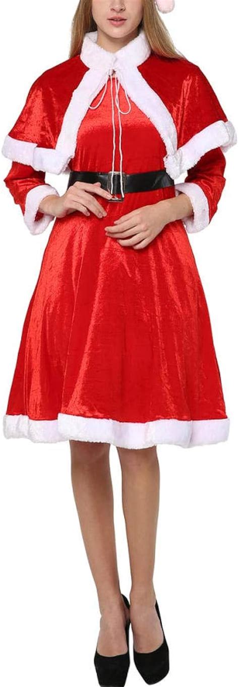 Navidad Lindo Mujeres Santa Claus Vestido Rojo Mujer Oto O Invierno