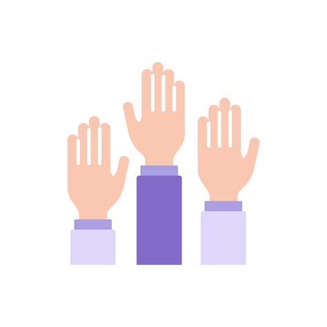 Activist community campaign vector flat color icon. Political voting. Hands raised up for ...