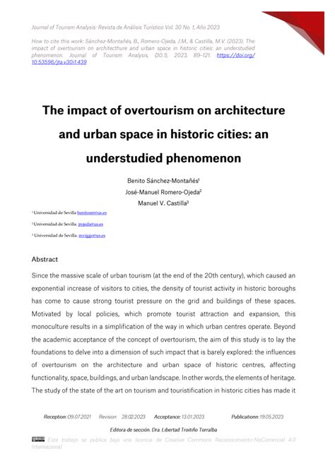 Pdf The Impact Of Overtourism On Architecture And Urban Space In