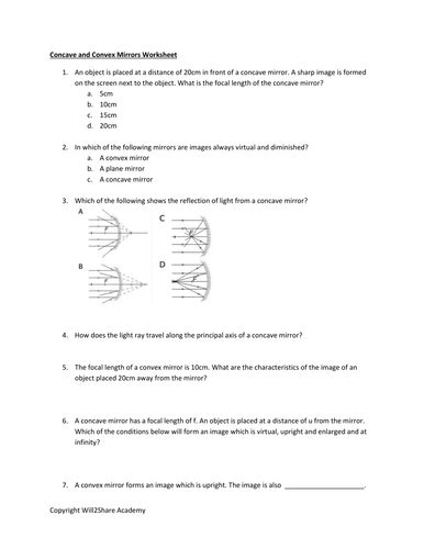 Free Concave And Convex Mirrors Worksheet Teaching Resources