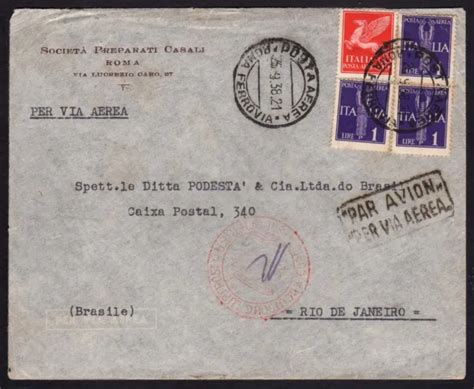 Storia Postale Regno Aerogramma Zeppelin Da Roma A Rio De Janeiro