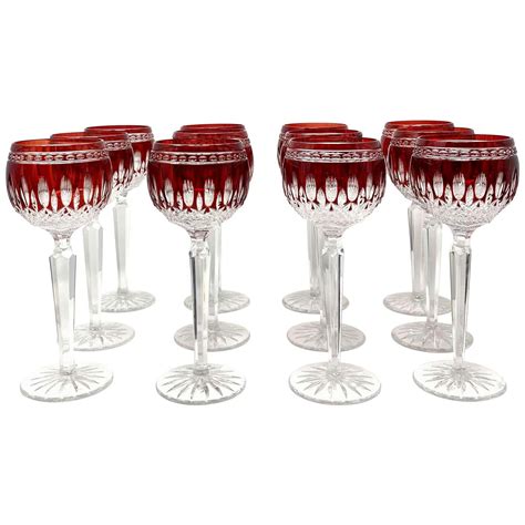 Set Of 12 Signed Waterford Crystal Clarendon Ruby Wine Glasses At 1stdibs Waterford Ruby