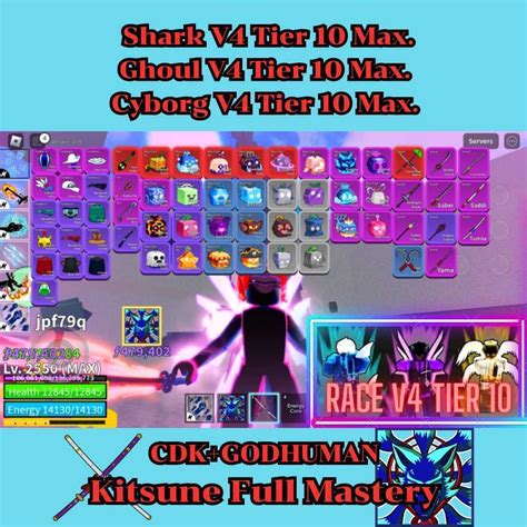 Account Blox Fruit Lv Max Kitsune Full Masteryshark Cyborg Angel