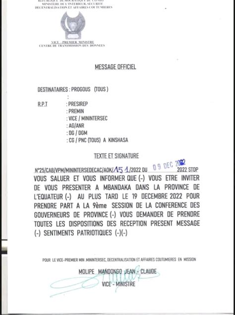 RDC la ville de Mbandaka choisie pour la 19 ème session de la