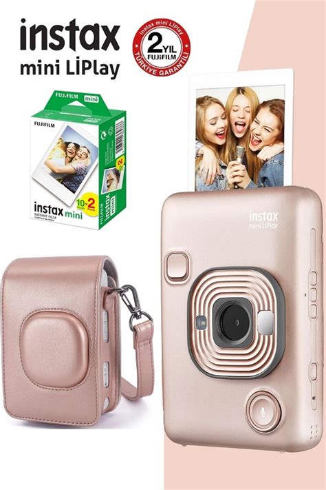 Fujifilm Instax Mini LiPlay Hybrid Blush Gold Fotoğraf Makinesi Çantalı