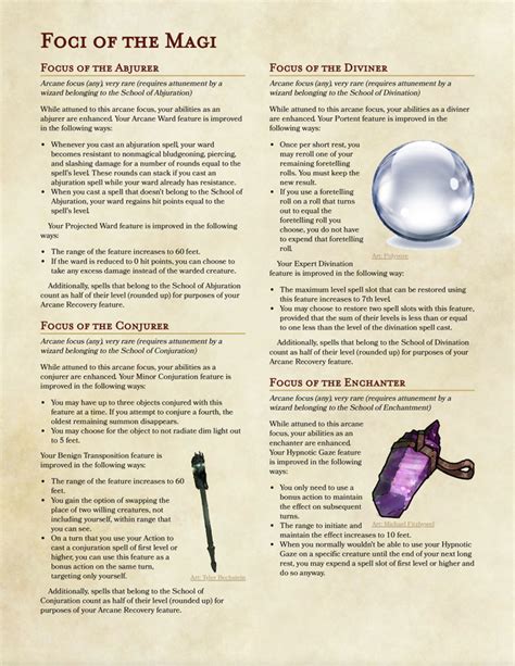 Foci Of The Magi A Powerful Arcane Focus For Each Phb Wizard Subclass