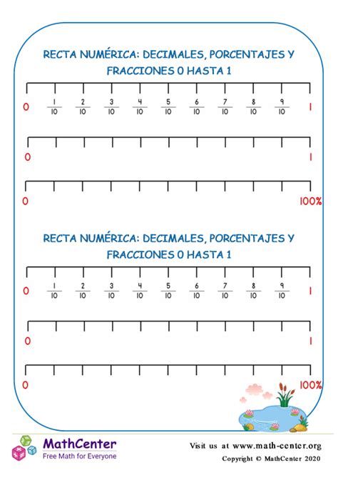 Cuarto Grado Hojas De Aprendizaje Fracciones En La Recta Númerica Math Center