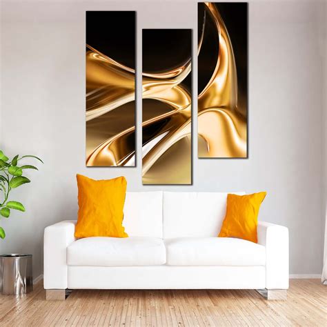 Contemporary Abstract Canvas Wall Art, Brown Modern Abstract Triptych ...