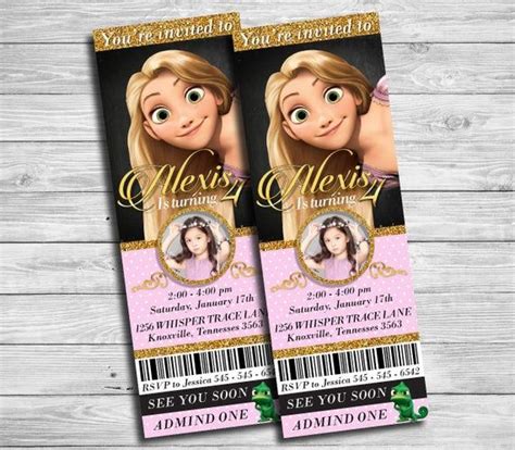 Rapunzel Invitation Princess Rapunzel Ticket Rapunzel Birthday