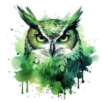 Green Watercolor Owl Illustration Ai Generative Owl Watercolor