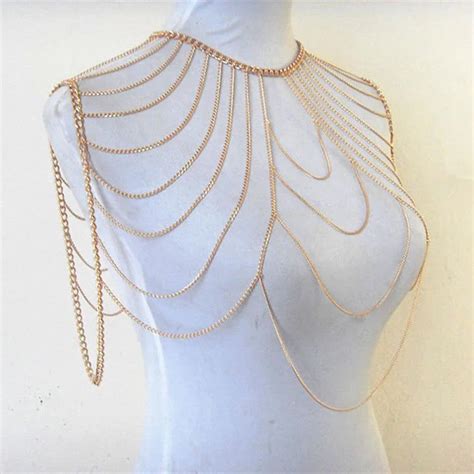 Beurself Sexy Body Chain Choker Multilayer Summer Beach Bikini Jewelry