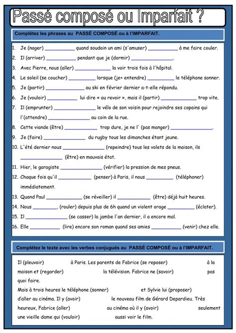 Ejercicio De Passé Composé Et Imparfait Passé Composé Exercices Passé Composé Conjugaison Ce2