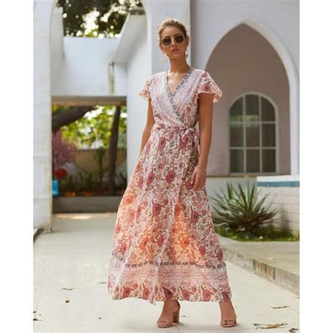 Robe femme chic et elegant Boheme Col en V Sexy Imprimé Vacances à la