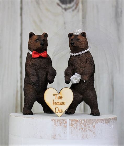 Bear Wedding Cake Topper, Animal Cake Topper, Woodland, Rustic, Grizzly ...