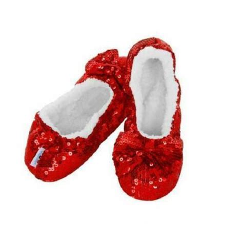 Snoozies Red Bling Sequin Cosy Slippers Fleece Ballerina Etsy