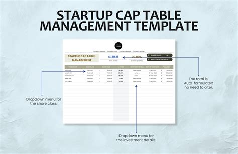 Startup Cap Table Management Template in Google Sheets, Excel ...