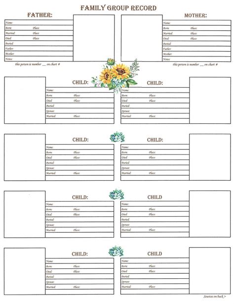 Family – Downloadable – Family Group Chart 2 | Free family tree ...