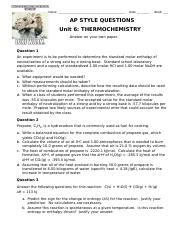 Ap Chemistry Unit Thermo Ap Style Questions F Docx Name Date