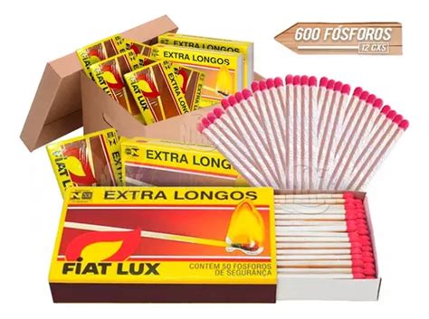 Kit 12 Caixas De Fosforo Extra Longo Fiatlux Com 50 Unidades Parcelamento Sem Juros