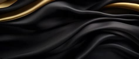 Textura De Onda De Remolino De Seda Satinada Brillante Elegante De Lujo Negro Foto Premium