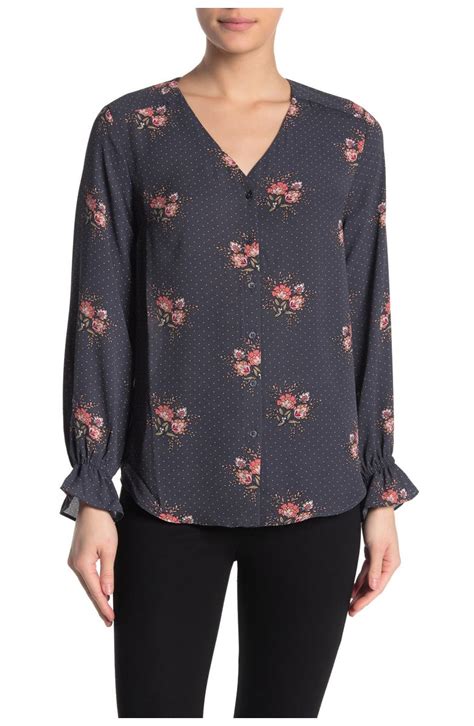 T Tahari Feminine Button Front Long Sleeve Blouse Nordstromrack