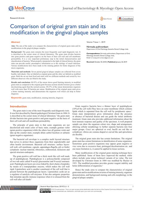 Pdf Comparision Of Original Gram Stain And Its Modification In The