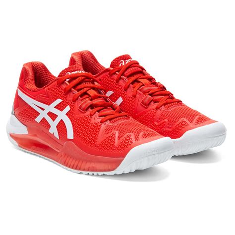 ASICS Women S GEL Resolution 8 Tennis Shoes Fiery Red And White