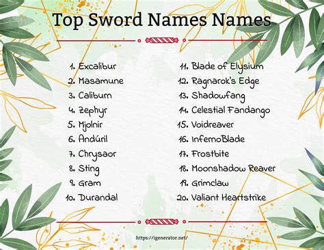 Sword Name Generator | 1061 Sword Name Ideas