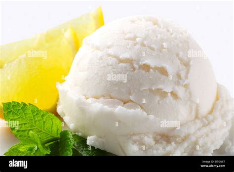 Scoop Of Lemon Ice Cream Stock Photo Alamy