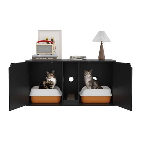 WIAWG Modern Cat Litter Box Enclosure For 2 Cats Large Wood Stackable