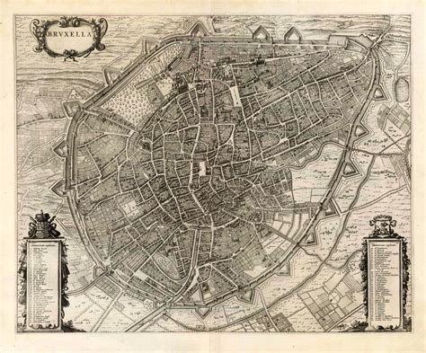 Old Antique Map City Plan Of Brussels Brussel Bruxelles By J