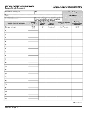 Controlled Substance Inventory Form Fill And Sign Printable Template