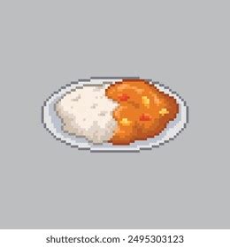 Curry Rice Pixel Art Food Stock Vector Royalty Free 2495303123