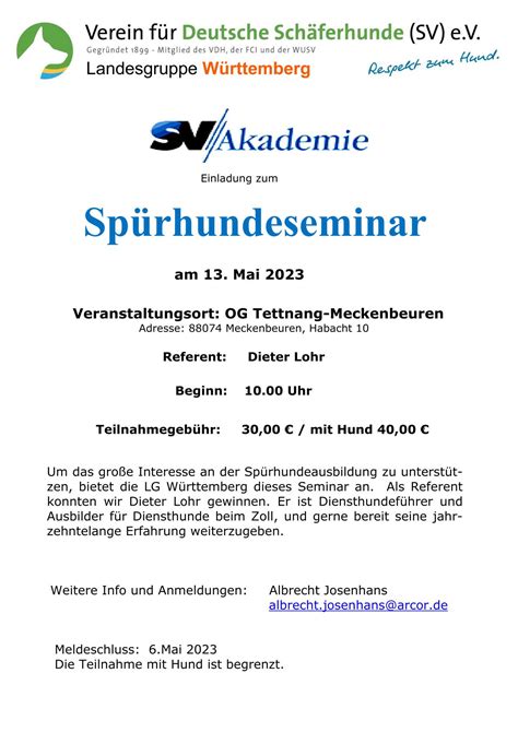 Spürhunde Seminar bei der OG Tettnang Meckenbeuren am 13 Mai 2023